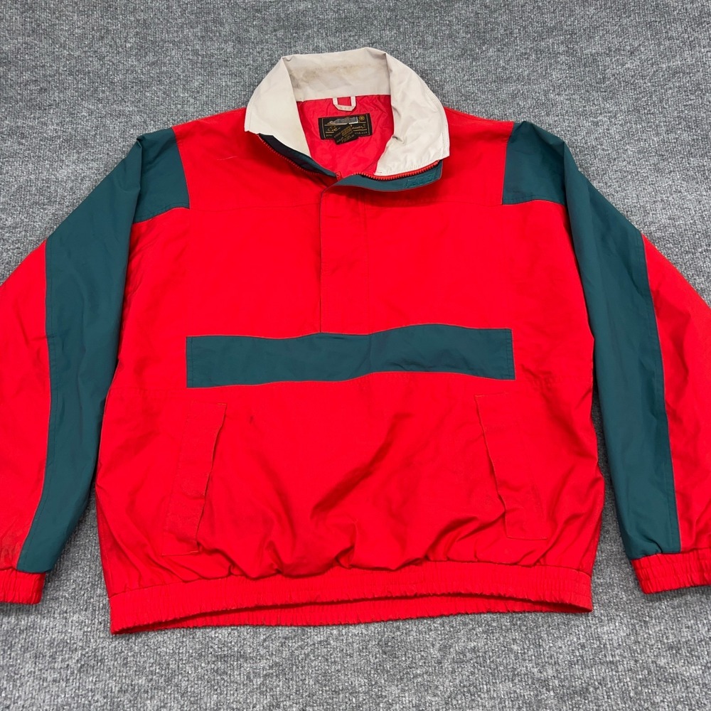 Vintage Eddie Bauer Jacket Mens Large Red Gore-Tex Waterproof Half Zip Pullover